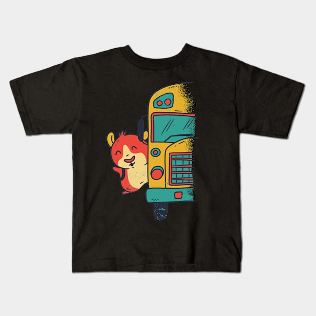 Guinea Pig With School Bus Kids T-Shirt by JFDesign123